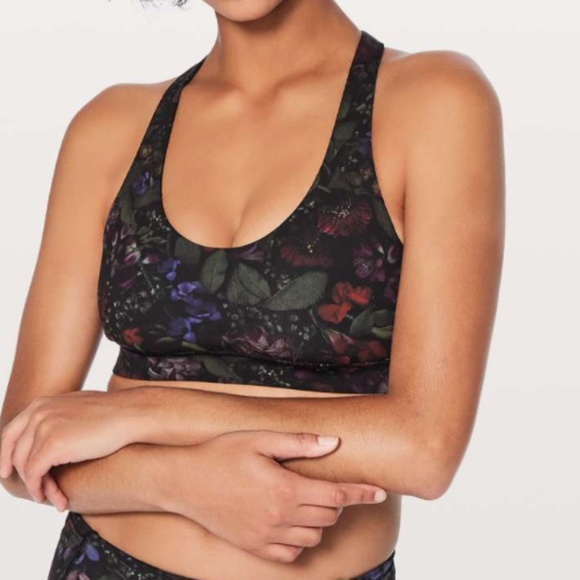Lululemon Break Free Bra Nulux, "frozen flourish" black/multi - Picture 2 of 3
